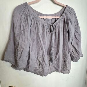 ASTR embroiled crop top flare sleeves
